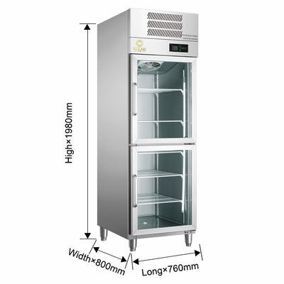 220-240V 2N-50HZ Дисплейное охлаждение воздухом Холодильные шкафы 1000/1200 Объем 700W Мощность 5~0°C Температура