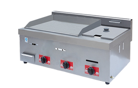 Газовый ресторан Griddle Нержавеющая сталь Серебряное оборудование для приготовления пищи с температурным диапазоном от 0,0 до 100,0 °C