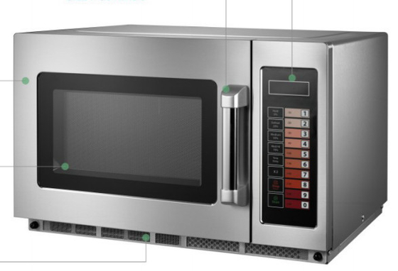 Черно-белая кухонная микроволновая печь с температурой от 0 до 200 ° C