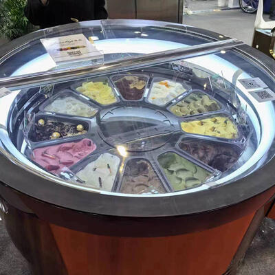 Коммерческий роторный цветной дисплей Gelato, морозильная камера, круглый шкаф для мороженого, витрина для мороженого